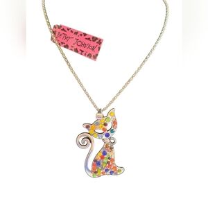 NWT Yellow and Orange Cat Pendant Necklace Chain 30"